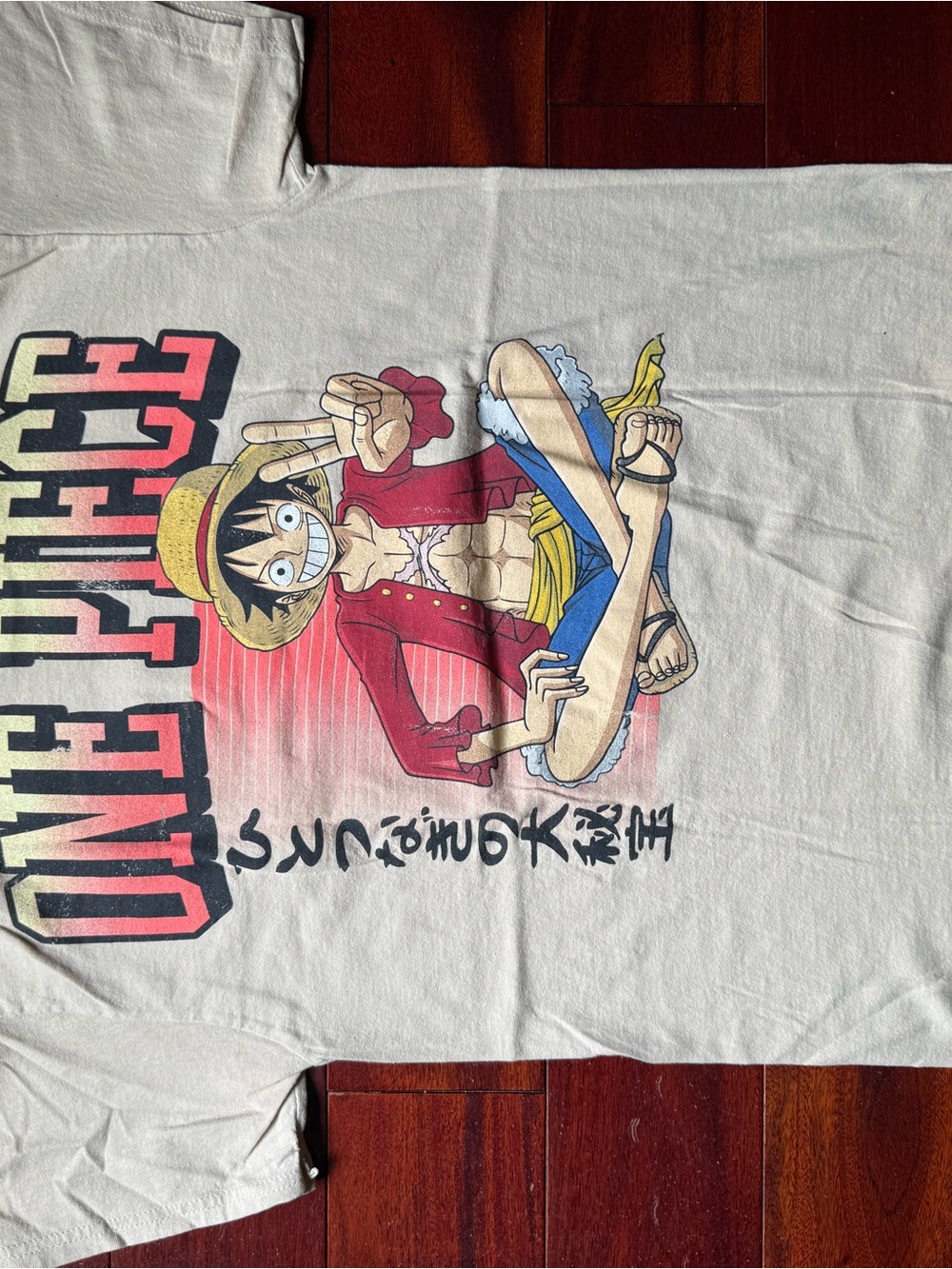 One Piece Luffy Graphic Tee - Beige